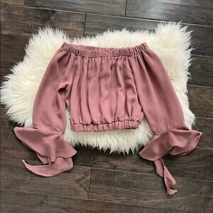 Reverse Revolve Mauve Pink Long Sleeve Crop Top Women's Size M
